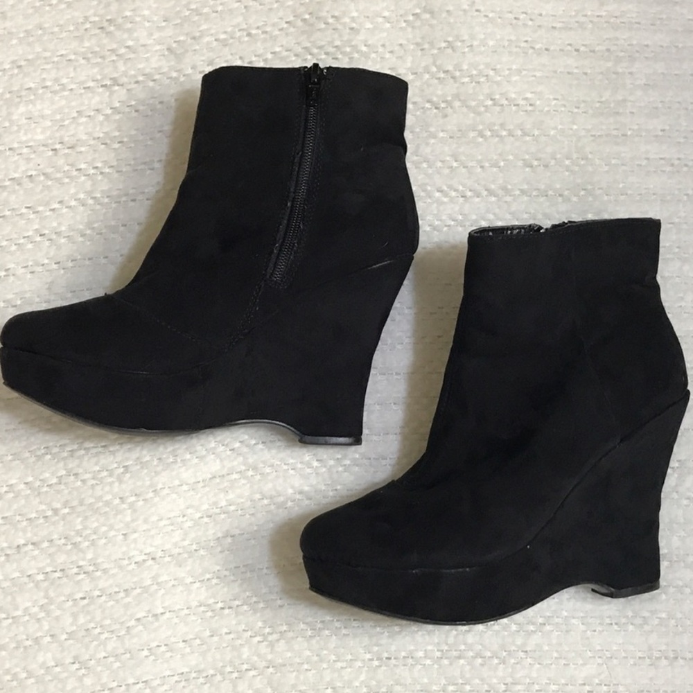 Suede platform booties